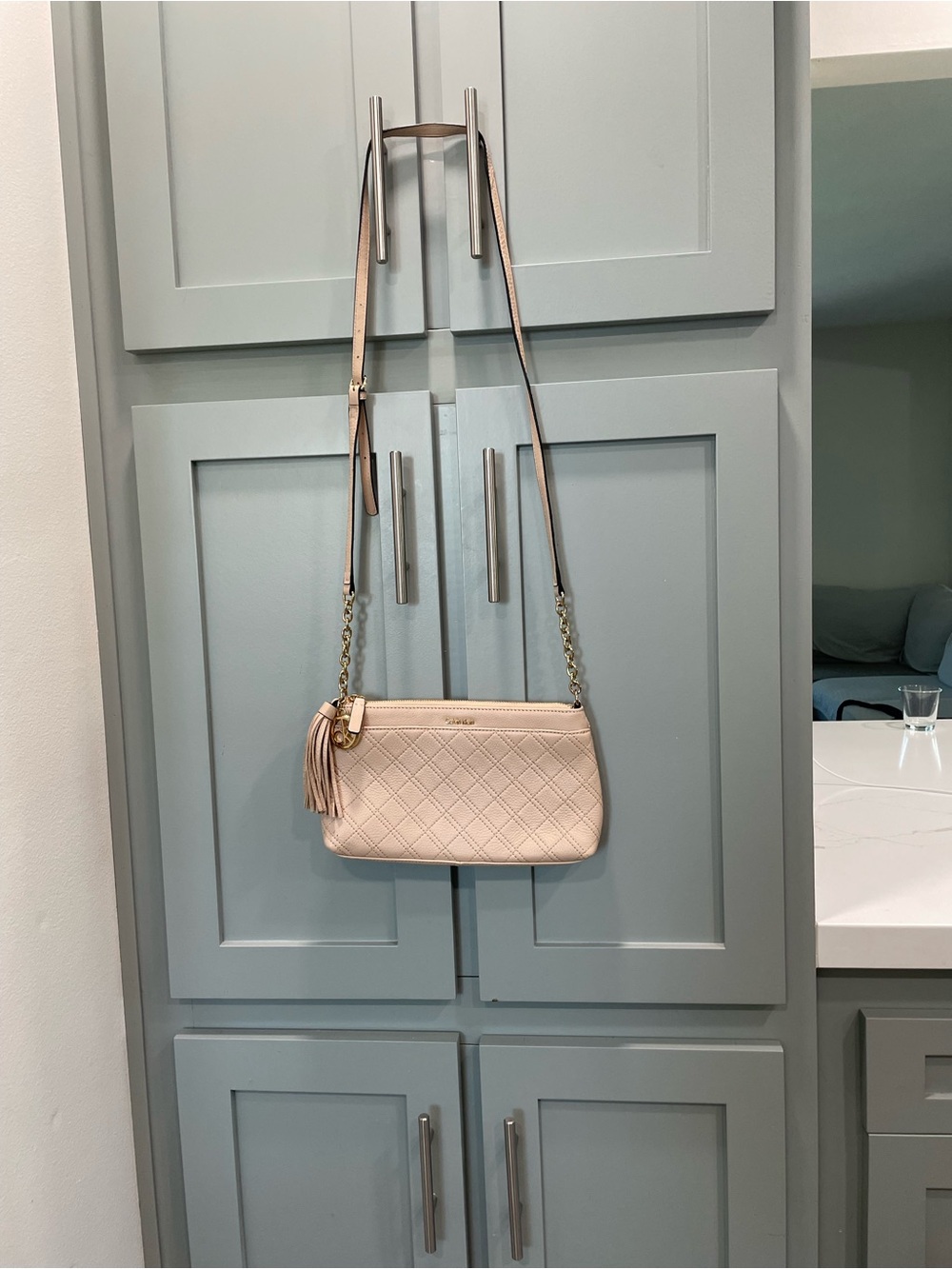 Calvin Klein Quilted Crossbody in Blush